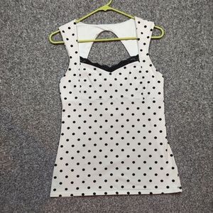 Express Black White Polka Dot Sleeveless Blouse Tank Top Size M